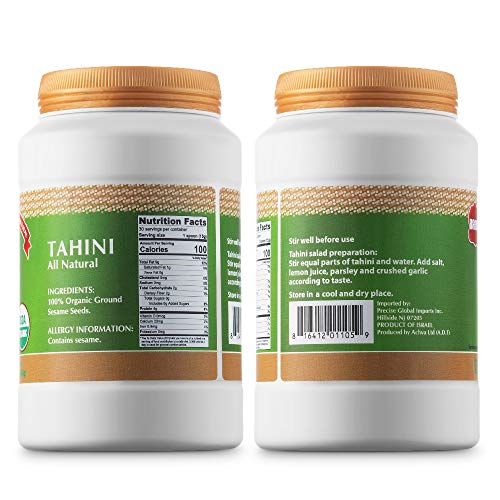 Baron's Usda Organic Tahini Pure Sesame Paste | Rich & Creamy For Hummus, Baba Ghanoush & Dressings | Kosher, Vegan, Unsalted Ground Seeds | Gluten- & Peanut-Free, Keto-Friendly | 2 Jars Of 16 Oz. #TOP6