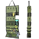 Hanging Storage Canopy Organizer for Camping Supplies Gear Beach Soccer Park Awnings Campsite, 2 in 1 Storage Strap and Pocket Organizer with 8 Hooks & 9 Net Pockets & 28 Knots & Paper Towel Storage
