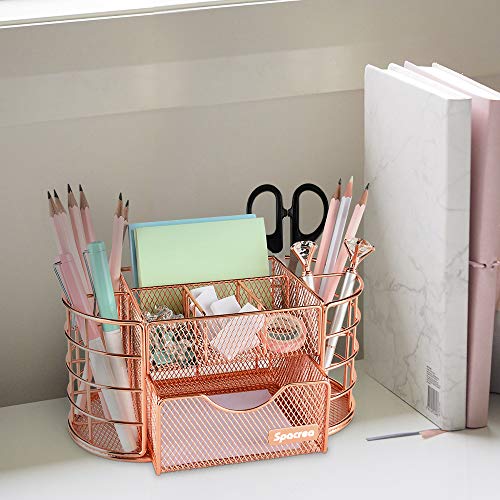 Spacrea Desk Organizers And Accessories, Office Organizer Pencil Holder For Desk, Desk Office Supplies Organizer (Rose Gold) #TOP4