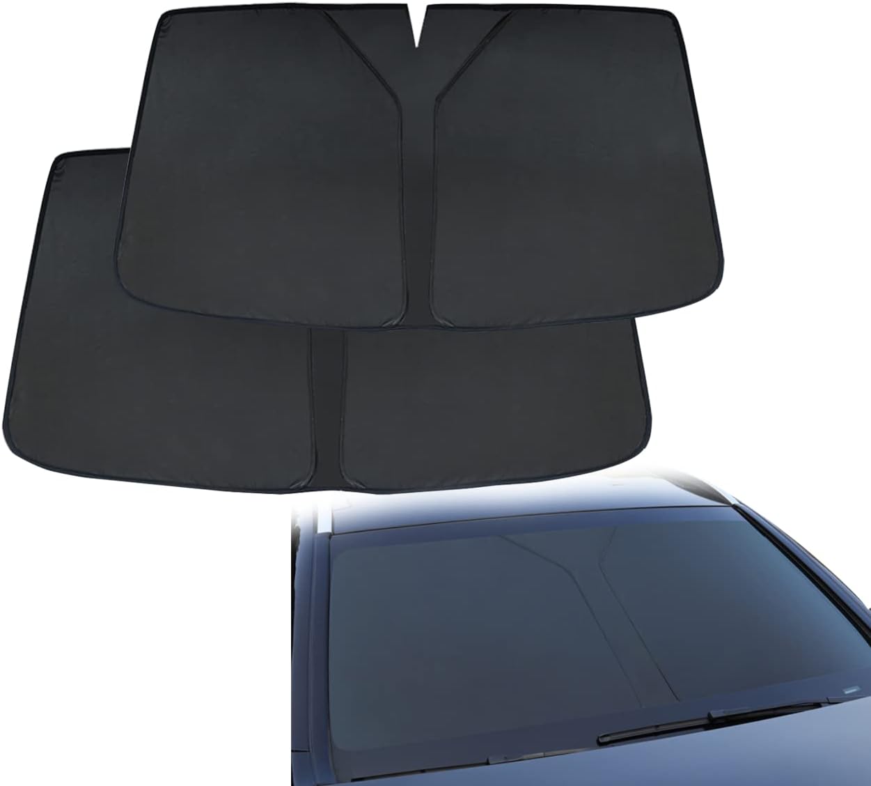 TX.SY 2 Pack Car Sunshade and Heat Shield for Front Windshield, No Installation, Foldable Sunshade Sun Shield for Most Cars Front Window