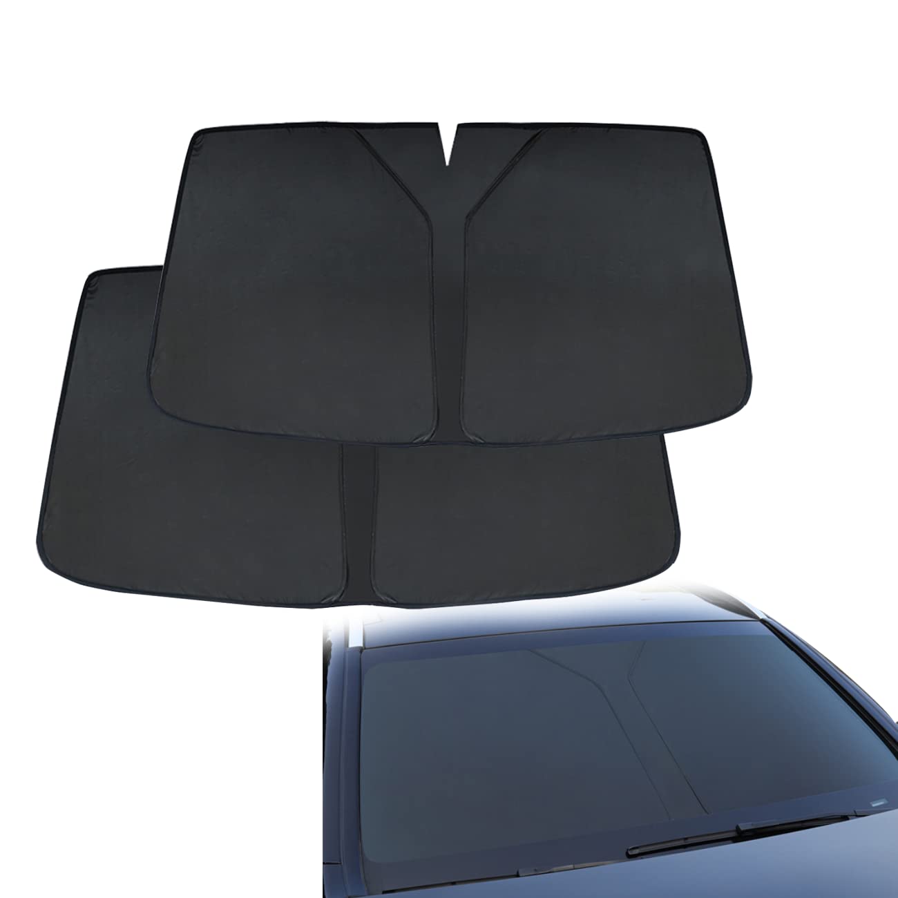 TX.SY 2 Pack Car Sunshade and Heat Shield for Front Windshield, No Installation, Foldable Sunshade Sun Shield for Most Cars Front Window