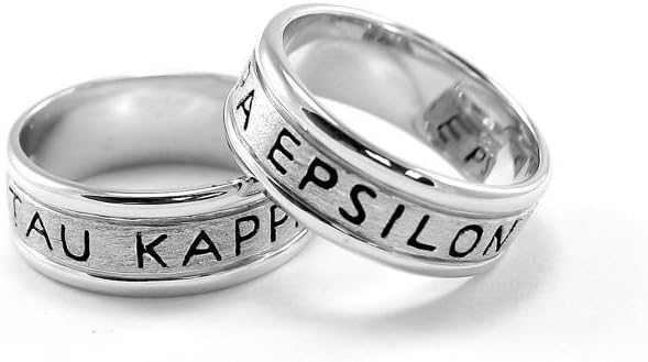 The Collegiate Standard Sterling Silver Tau Kappa Epsilon Ring with Black Enamel Filled Letters