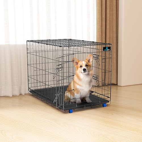 PetsTuff Great CRATES 36&rdquo; Large Dog Crate - Heavy-Duty Dog Kennel with Divider Panel for Pets...
