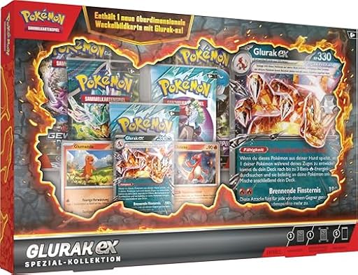 Pokémon - Juego de Cartas coleccionables: colección Especial Glurak-ex (1 Carta Promocional holográfica, 2 Cartas holográficas, 1 Carta de Gran tamaño y 5 Paquetes de Refuerzos) | Ya disponible en tu tienda friki favorita! En mundofriki.es!