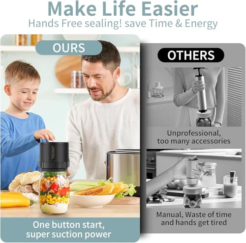 Mason Genie Vacuum Sealer Kit for Mason Jars, Compatible with Wide & Regular Mouth, Food Storage Vacuum Sealing System for Dry & Liquid Foods (Black) #2