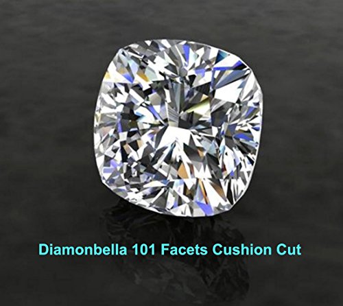 Diamonbella Realistic 101 facets 2 Carat Rectangular Cushion Cut NSCD Simulated Diamond Loose Stone (2.00) (Square 8x8mm, 2 carats)
