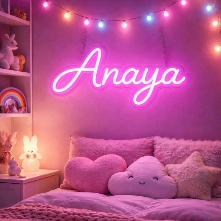 Image of Customize Neon for Kids Birthday with Name Personalized LED Neon Wall Light, Child Name Light for Bedroom, Playroom, Nursery & Birthday Party Decor, Kids Room Wall Art Gift