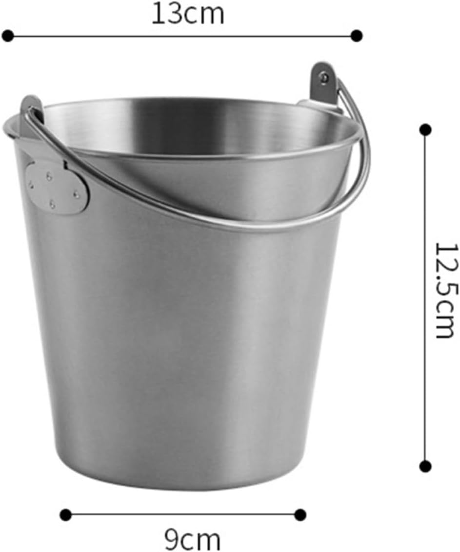 Stainless Steel Chips Bucket with Handle Portable Food Container for French Fries and Snacks, Unique Design with Simple Appearance for Table and Parties Use image 2