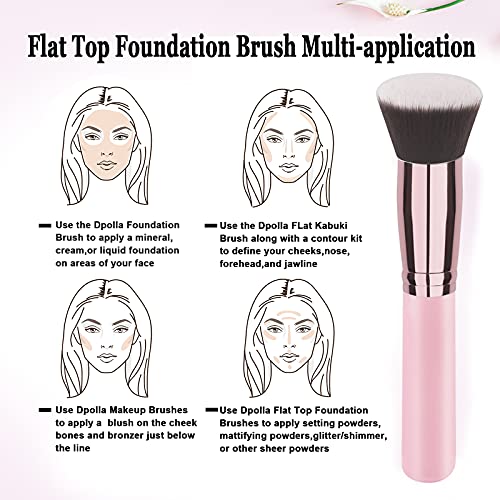 Dpolla Foundation Brush Flat Top Kabuki Brush, Premium Makeup Brush Perfect For Liquid Makeup,Cream Or Flawless Powder Cosmetics,Buffing,Stippling,Concealer #TOP4