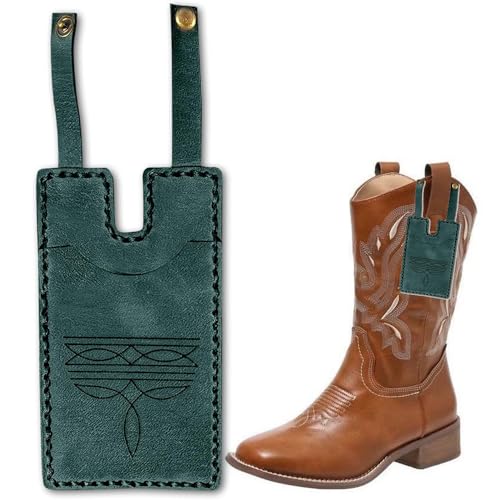 2025 Western Leather Wallet, Handcrafted Leather Boot Credit Card Holder for Womens, Leather Boot Wallets with Snap Fastening Tassel Key Chain (Green)2