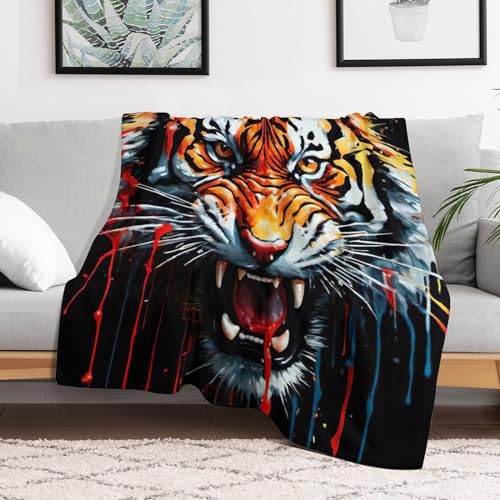 Couverture tigre en flannel 100x130 cm pour lit et canapé - 3