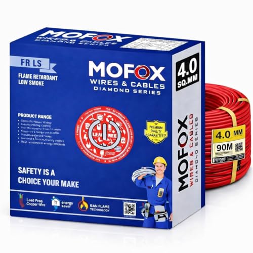 Image of MOFOX Diamond Series FR /FRLS Electrical Wire, Multi-Strand Copper Conductor 90 Meter (RED, 4.00 SQ MM)