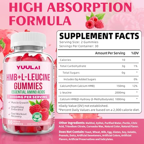 3000mg HMB and L-Leucine Gummies for Muscle Growth and Fast Workout Recovery
| HMB and L-Leucine Amino Acid Gummies for