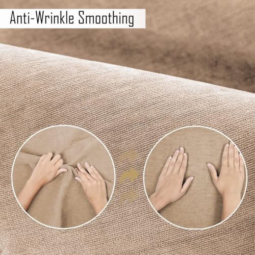 Image of HOKIPO Premium Chenille Anti Slip 3 Seater Sofa Mat, Sand Brown (NEW2-AR-5148-SBR)