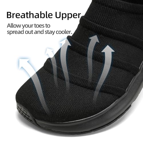 Men's Fashion Sneakers Wide Width - Striped Knit Upper, Lightweight Walking Shoes, Wide Toe Box Casual Athletic Shoes4