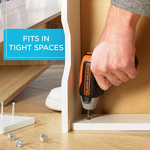 BLACK+DECKER 4V MAX Cordless Screwdriver, Fast Charge, 1-Inch Assorted Bits (BCF611CBAPB)