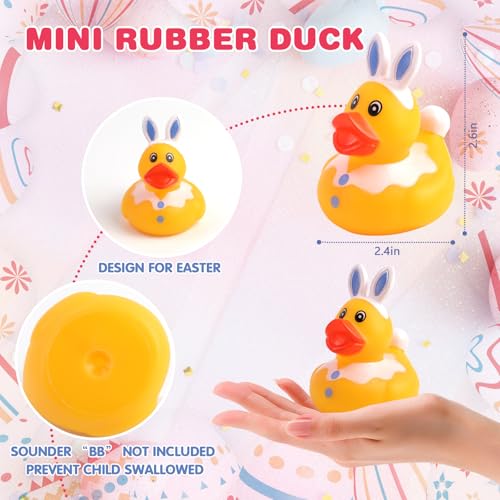 72 Pcs Easter Rubber Ducks, Easter Bag Fillers, Bathtub & Party Favor Toys - image 3