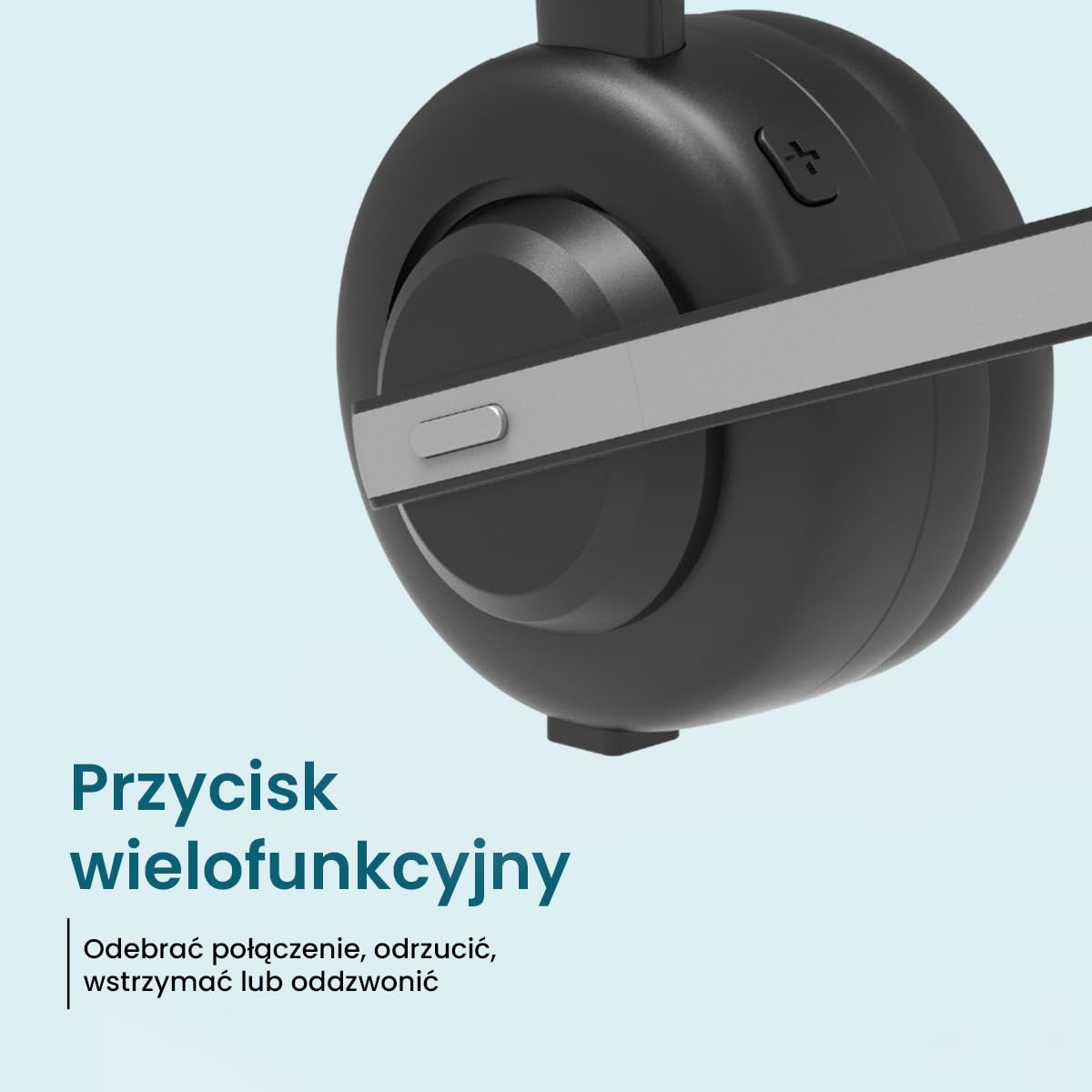 ADOC Słuchawki Bluetooth 5.0 z mikrofonem BT01, redukcja szumów, regulowany pałąk, skórzana podkładka, klawisz wielofunkcyjny, bateria 180 mAh.