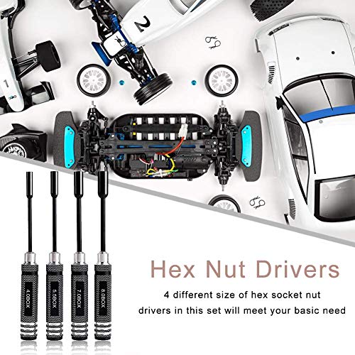 4Pcs Hex Nut Drivers Screw Driver Tools Kit Set For Rc Helicopter Rc Boat Rc Cars, Metal 4.0/5.5/7.0/8.0Mm Nut Key Socket Screwdrivers #TOP4