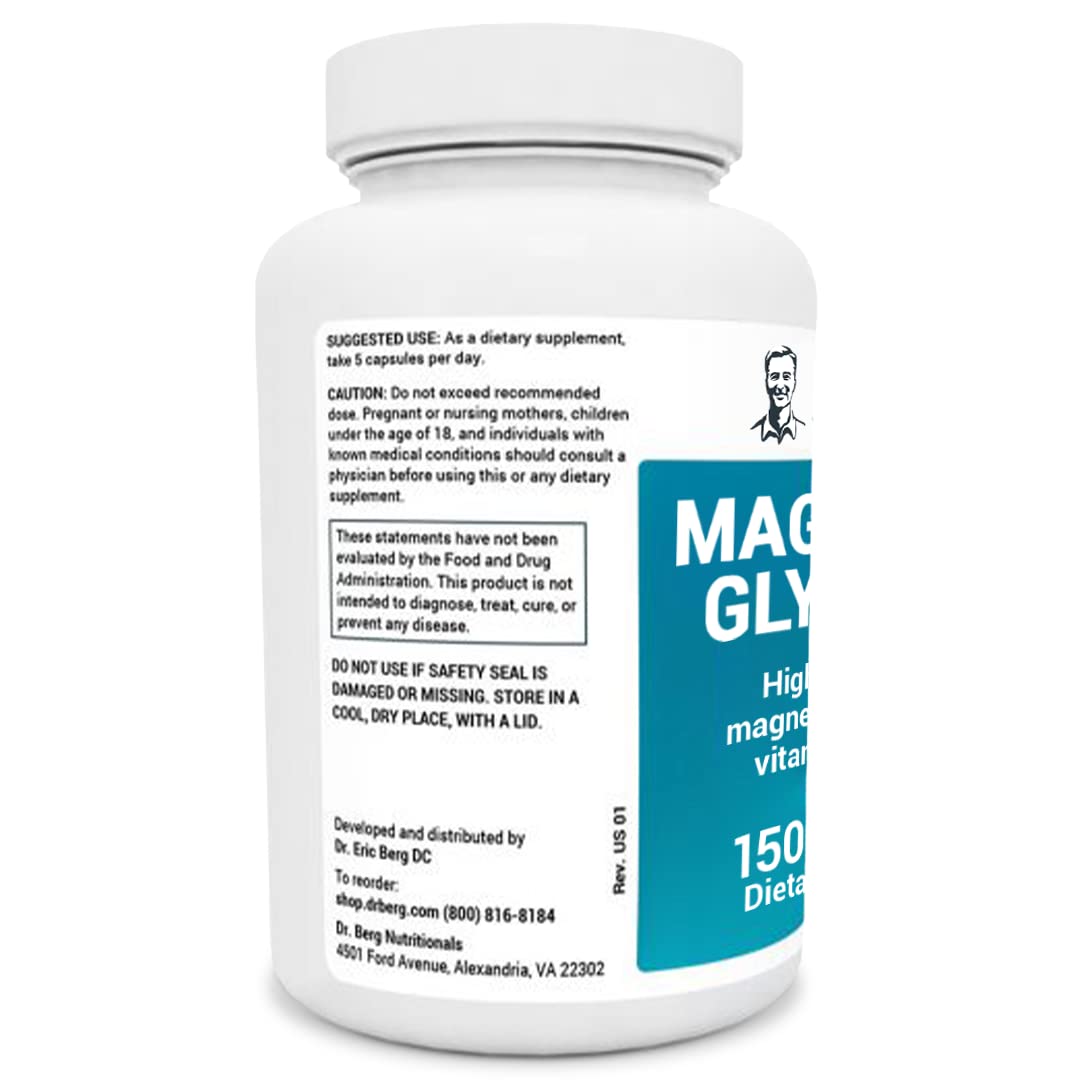 Dr. Berg's Magnesium Glycinate 400mg Fully Chelated Magnesium Glycinate Capsules for Stress