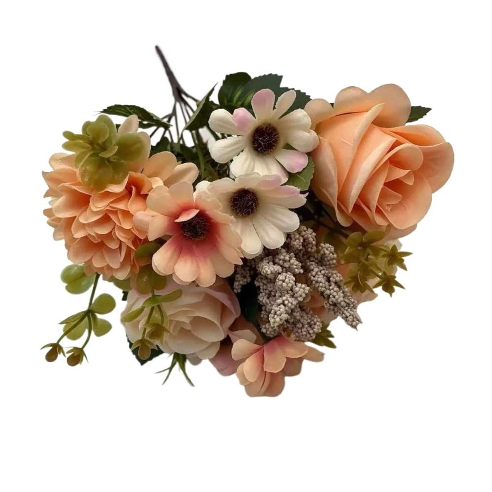 HUFFA Artificial Hydrangea and Peony Bouquet - 7-Branch Hand-Held Floral Arrangement for Weddings and Home Decor