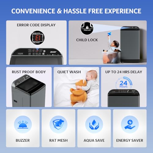 Acer 8.0 Kg 5 Star Fully-Automatic Top Loading Washing Machine (AR80QFATLH1C1IG24D, Inox Grey,10 Wash Programs, Magic Filter, Robust Motor) 10 51PJfWjtrCL