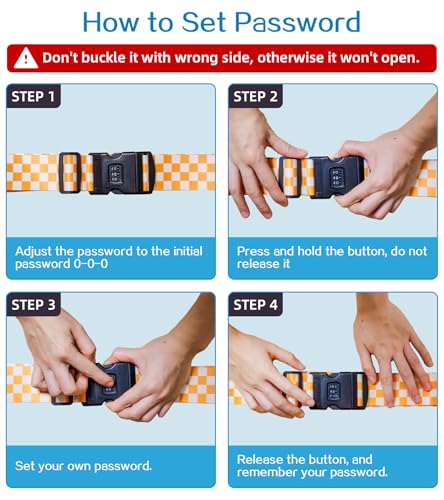 Image of Luggage Straps for Suitcases Travel Belt Luggage Band with Lock Heavy Duty Traveling Luggage Identifier Blue Buttrfly Cute Women Girls Unique Accesory Personalized