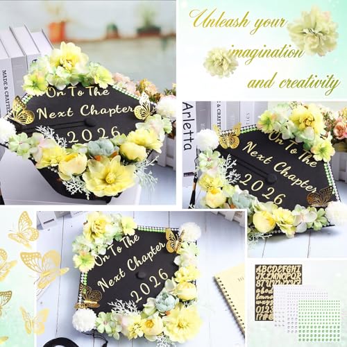 Kits de decoración de gorra autoadhesivos con mariposas y flores 5