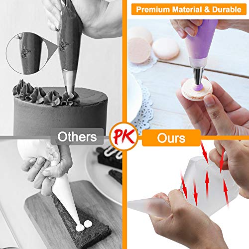 100PCS Piping Bags, Firstake 12 Inch Premium Pastry Bags and Tips Sets, Cake Decorating Supplies Kit, Baking Supplies Cupcake Icing Bags with pastry bag for Baking Cupcake, Cookies and Cake Decorating - Thumbnail 5