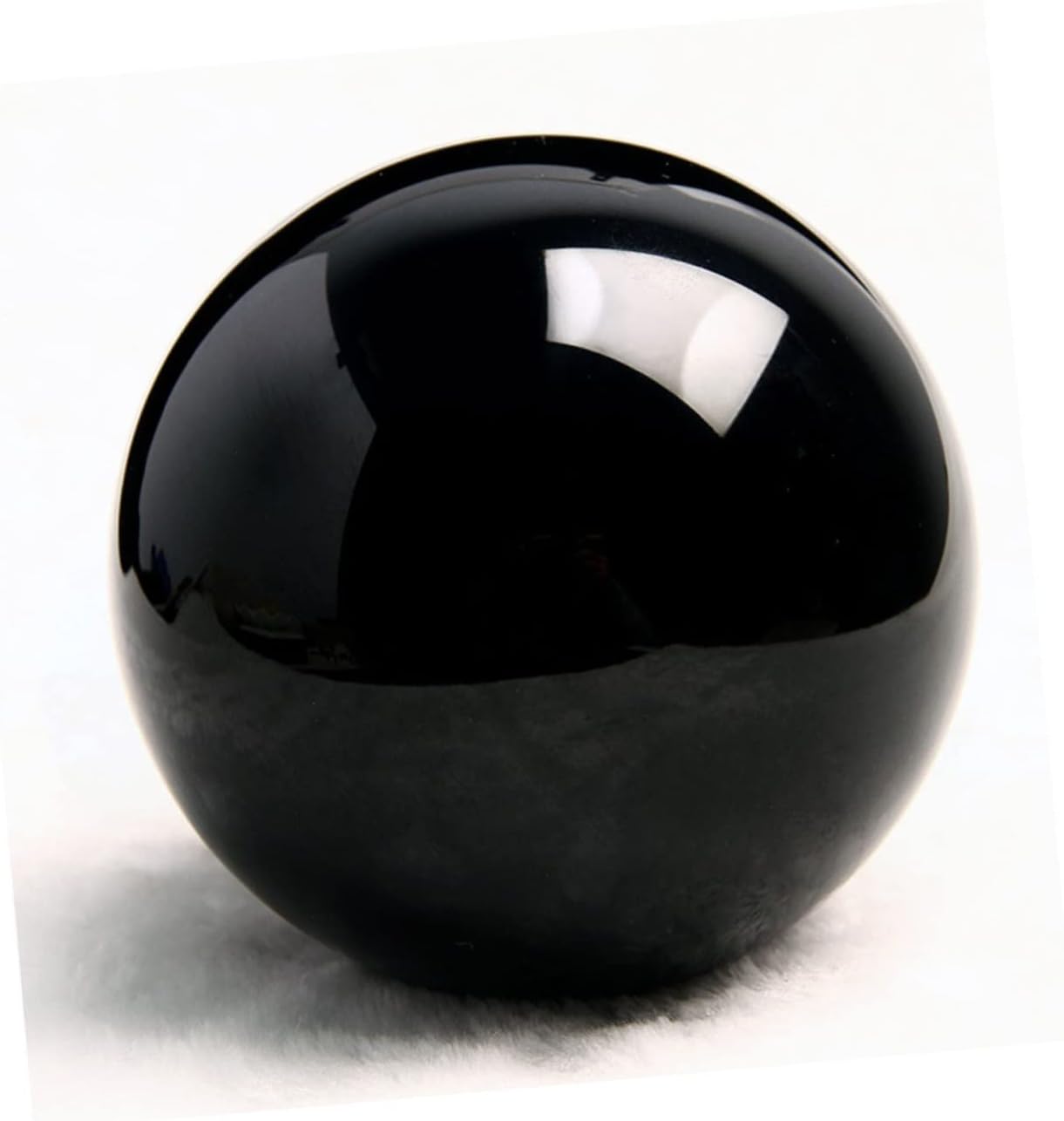 Luxshiny 8cm Natural Obsidian Crystal Ball Decor Polished Black Sphere for Home Office Table Feng Shui Healing Ornament Desktop Decoration Stand