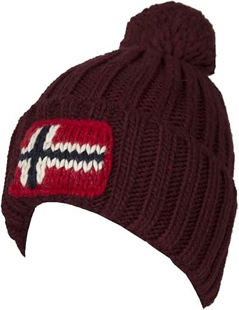 Napapijri Hat with Reverse and Pompom Article NP0A4EMB SEMIURY 3 Made in Italy, R54 Vint Amaranth, One Size