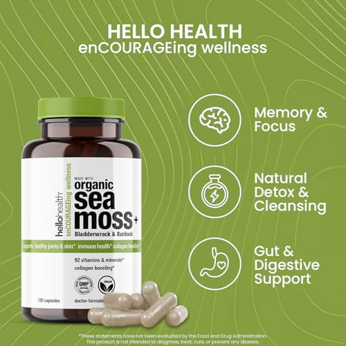 HELLO HEALTH Sea Moss Capsules with Bladderwrack & Burdock (120 ct) — view 5