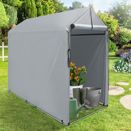 Tente à vélo de Stockage Tente imperméable, Refuge Garage Portable avec Fort Cadre en Acier galvanisé pour Moto, équipement Jardin et Couvercle Gris. W:120xD:188xH:165cm