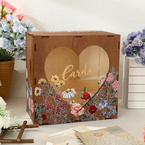 JarThenaAMCS Spring Brown Wedding Card Box for...