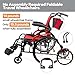 PNOMSP 14lb Magnesium Ultra Lightweight Wheelchair 20 inch seat with Flip Back Arms,Lightweight Wheelchair Foldable,wheelchairs for Adults with Travel Bag
