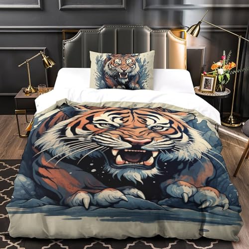 Housse de couette tigre 3D anti-transpiration pour un sommeil doux - 4