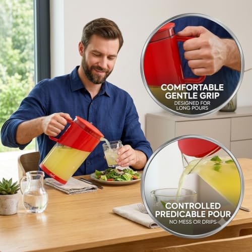 Image of Signamio 1800 ML Water Jug - Elegant Jug for Water and Juice Serving, Ideal Water Jugs for Dining Table - 1800 ML Capacity, Durable and Stylish Design for Home and Office Use-Red