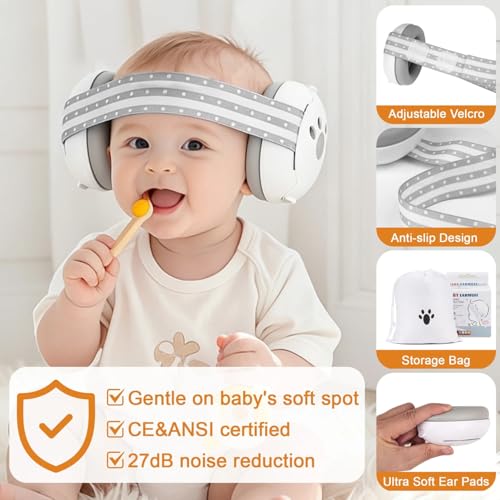 Image of Baby Hearing Protection Earmuffs (0-48 Months) | Adjustable Headband & Non-Electronic Noise Protection for Airplane Travel, Loud Events & Sensitive Ears