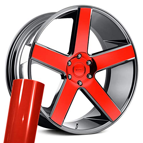 VViViD Auto Rim Air-Release Adhesive Vinyl Wrap 24 Inch x 30 Inch 4 Sheet Pack (Gloss Red)