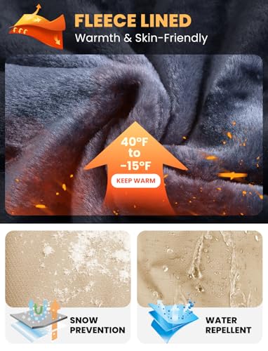 Image of TBMPOY Men's Winter Jackets Skiing Waterproof Snow Thick Fleece Lined Hooded Utility Cold Weather Warm Outdoor Ice Work