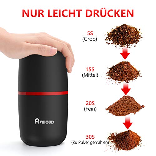 AVNICUD Kaffeemühle, Kaffeemühle Elektrisch, Gewürzmühle, 120g Fassungsvermögen Tragbare Elektrische Propellermühlen für… – Bild 4