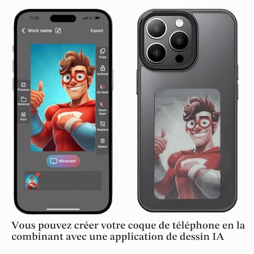 Coque e-Ink personnalisable noire iPhone 14 Pro Max pour changer de style - 5