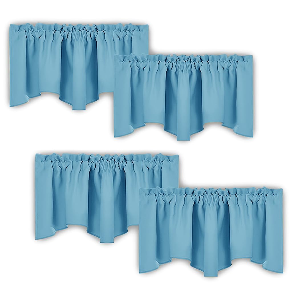NICETOWN Blackout Valance Curtains for Window - Energy Efficient Microfiber 52 inches by 18 inches Scalloped Rod Pocket Valance Curtains/Draperies/