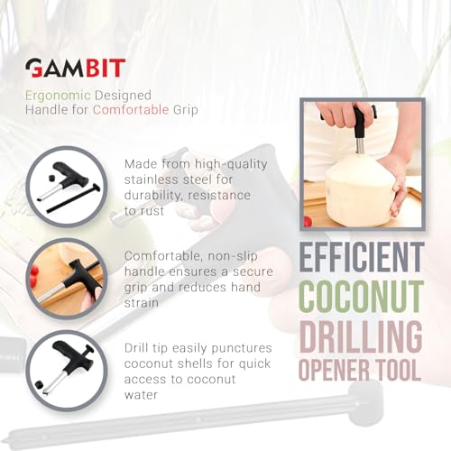 Image of Gambit Stainless Steel Coconut Driller, Opener Tool (Multicolor)
