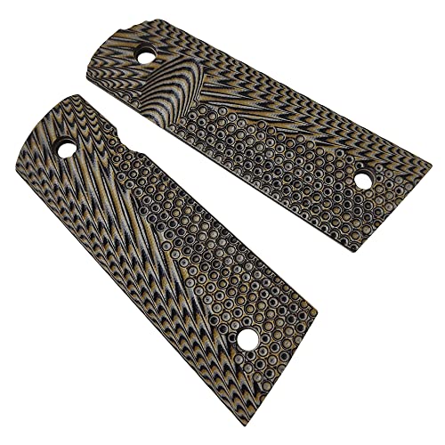 Cool Hand 1911 G10 Grips, Full Size (Government/Commander), Gun Grips Screws Included, Magwell Cut, Mag Release, Ambi Safety Cut, New Generation Ops Texture, Coyote, H1M-Jvm-24 #TOP16