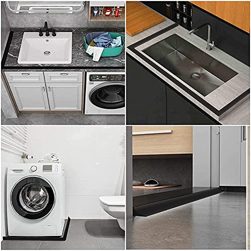 39Inch Water Barrier For Sink,Kitchen Splash Guard,Shower Corner Water Guard For Bathtub Edge,Silicone Collapsible Water Dam Strip For Countertop,Frameless Shower Water Stopper Black #TOP2