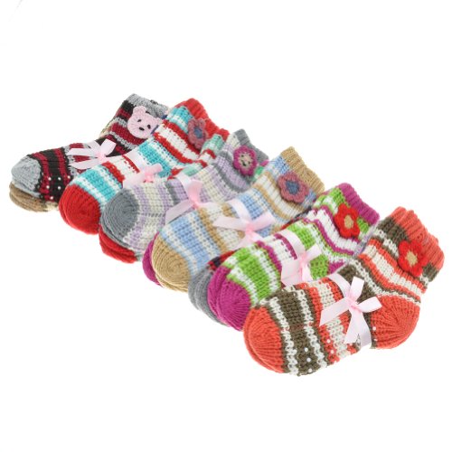 Angelina Winter Knited Socks with Assorted Colors (12-Pack)