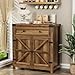 YESHOMY Coffee Bar and Accent Cabinet, Farmhouse Barn Door Buffet Sideboard with Drawer and Adjustable Shelf, Wide Desktop for Kitchen, Dining Room, Bathroom, Entryway, Brown