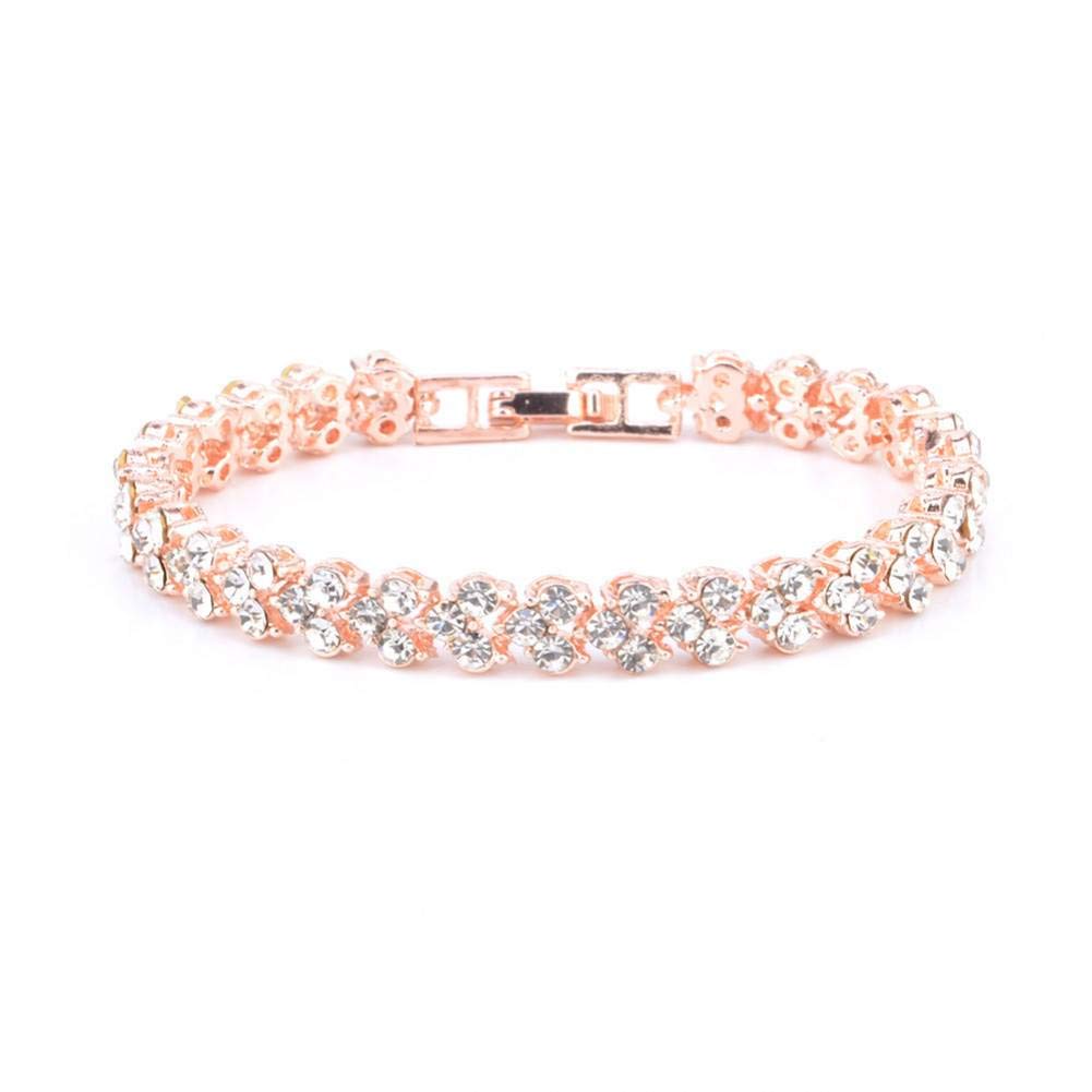 DAIDAISLExquisite Luxury Crystal Bracelet For Women Wedding Gift Korean Rose Gold Silver Chain Bracelets Bangles Jewelry