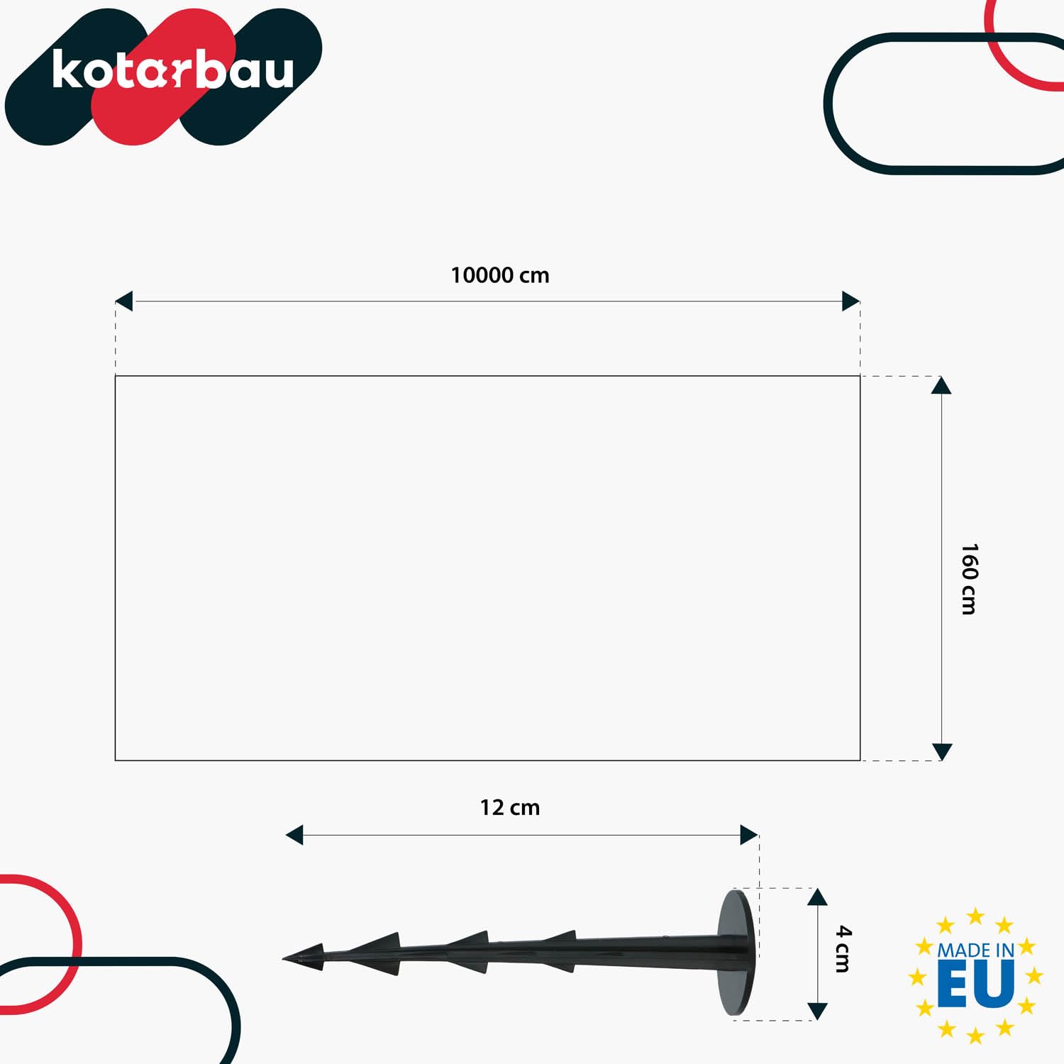 KOTARBAU® Unkrautvlies - 70 g/m² - Unkrautflies für Garten - 1,6 x 100 m - mit Erdanker - Schwarz - PP - Gartenvlies - Unkrautvlies Wasserdurchlässig - Unkrautfolie Wasserdurchlässig